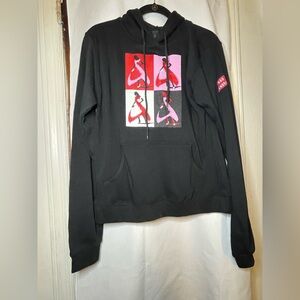 NWOT Broadway "Bad Cinderella" Black Hoodie Sweater with Red Pink Graphic Size S